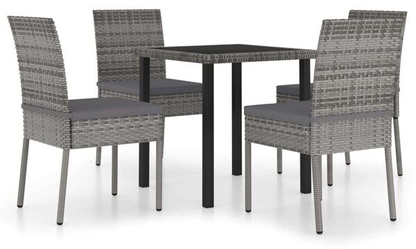 VidaXL - 5 Részes Kerti Étkezőgarnitúra - Polyrattan - Szürke