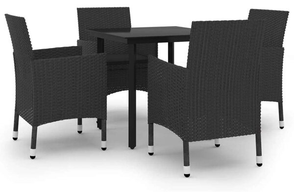VidaXL 5 részes polyrattan és üveg kerti étkezőgarnitúra párnákkal