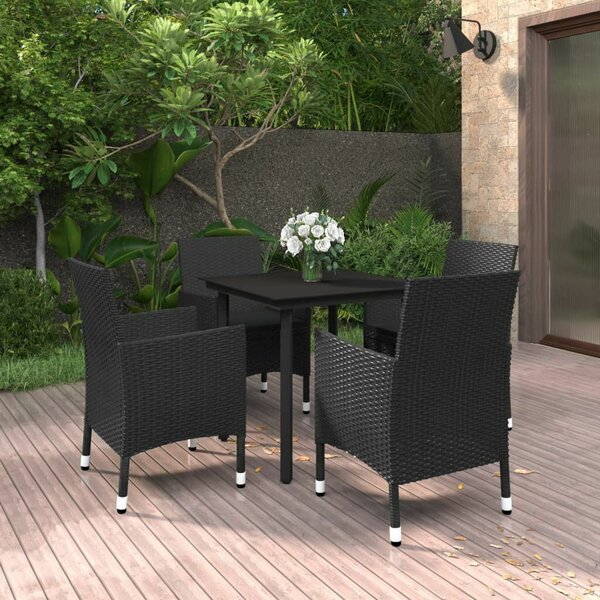 VidaXL 5 részes polyrattan és üveg kerti étkezőgarnitúra párnákkal