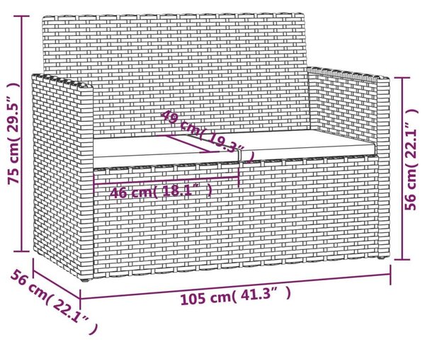 VidaXL Polyrattan Kültéri Ülőgarnitúra - 4 részes - Szürke