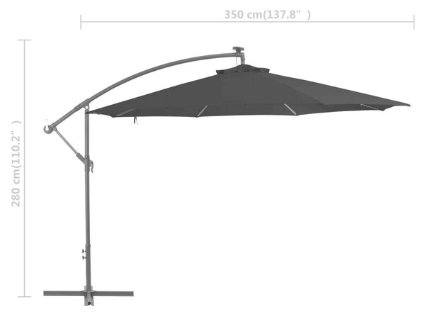 VidaXL Konzolos Napernyő - Fekete - 350 cm