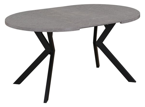 Kihúzható étkezőasztal, világos beton/fekete, 100-250x75,5 cm, LUKOS