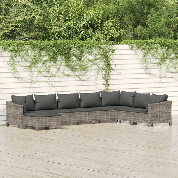 VidaXL 8 részes szürke polyrattan kerti ülőgarnitúra párnákkal
