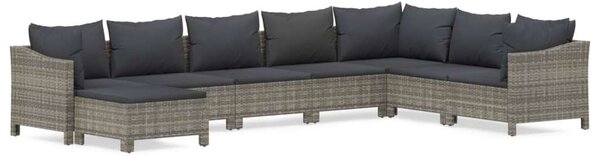 VidaXL 8 részes szürke polyrattan kerti ülőgarnitúra párnákkal