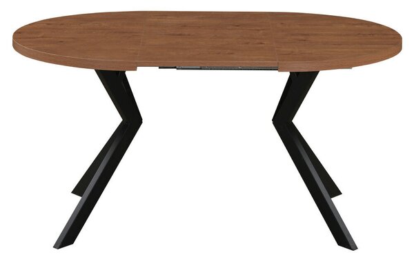 Kihúzható étkezőasztal, sötét tölgy/fekete, 100-250x75,5 cm, LUKOS