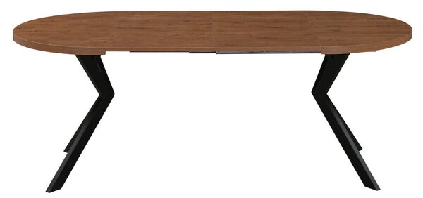 Kihúzható étkezőasztal, sötét tölgy/fekete, 100-250x75,5 cm, LUKOS