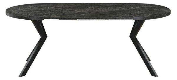 Kihúzható étkezőasztal, sötét beton/fekete, 100-250x75,5 cm, LUKOS