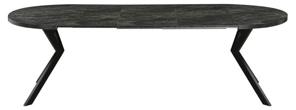 Kihúzható étkezőasztal, sötét beton/fekete, 100-250x75,5 cm, LUKOS