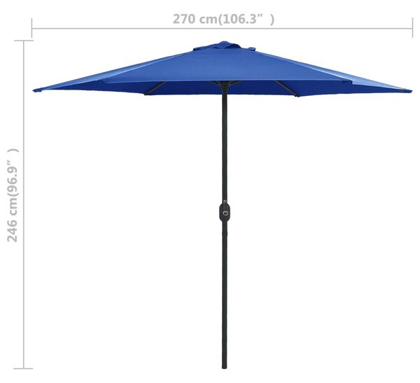 Vidaxl Kültéri Napernyő - Azúrkék - 270cm