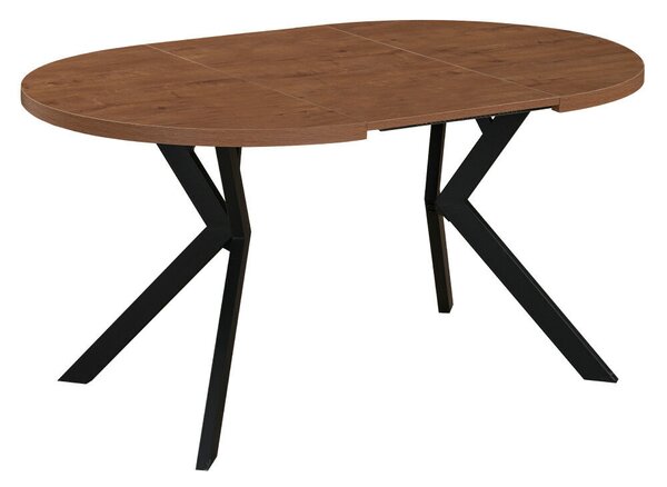 Kihúzható étkezőasztal, sötét tölgy/fekete, 100-250x75,5 cm, LUKOS
