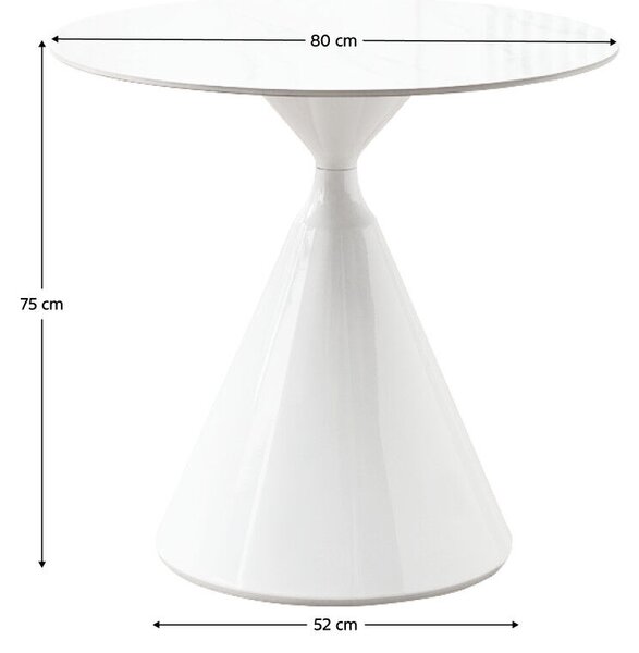 Étkezőasztal, világos márvány/fehér, átmérő 80 cm, VALER
