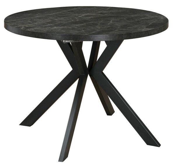 Kihúzható étkezőasztal, sötét beton/fekete, 100-250x75,5 cm, LUKOS