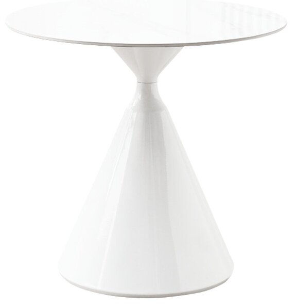 Étkezőasztal, világos márvány/fehér, átmérő 80 cm, VALER