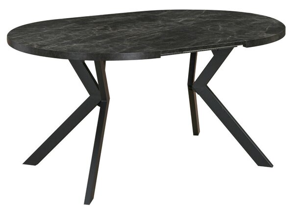 Kihúzható étkezőasztal, sötét beton/fekete, 100-250x75,5 cm, LUKOS