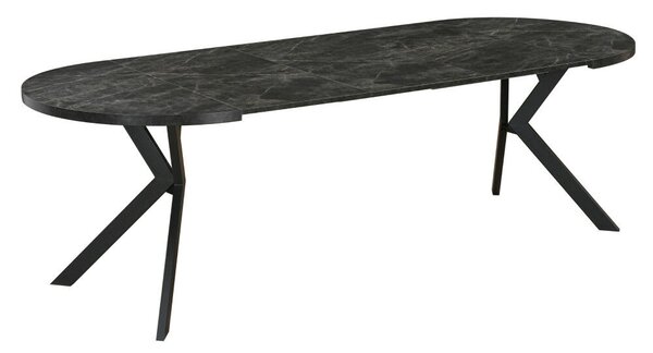 Kihúzható étkezőasztal, sötét beton/fekete, 100-250x75,5 cm, LUKOS