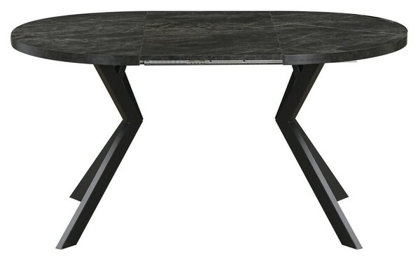 Kihúzható étkezőasztal, sötét beton/fekete, 100-250x75,5 cm, LUKOS
