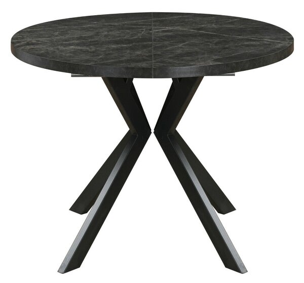 Kihúzható étkezőasztal, sötét beton/fekete, 100-250x75,5 cm, LUKOS