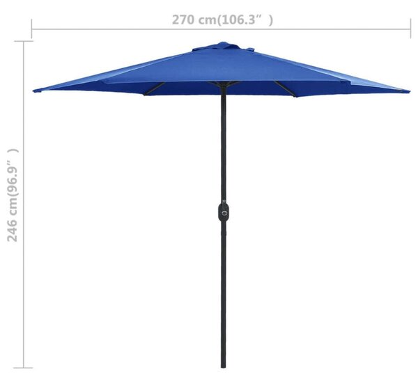 Vidaxl Kültéri Napernyő - Azúrkék - 270cm