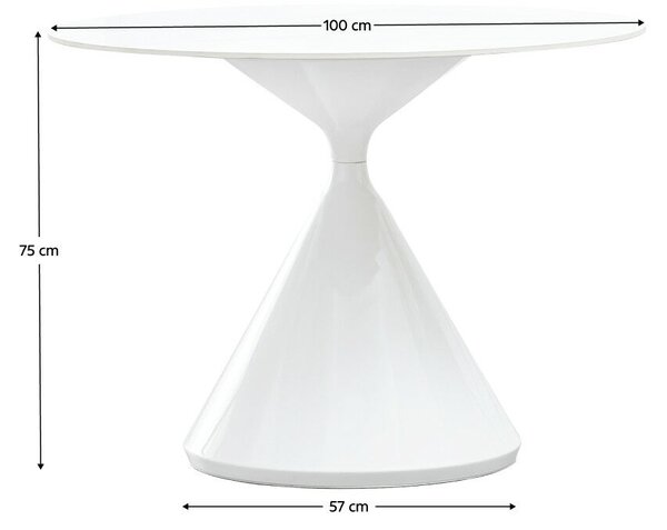 Étkezőasztal, világos márvány/fehér, átmérő 100 cm, VALER TYP 2