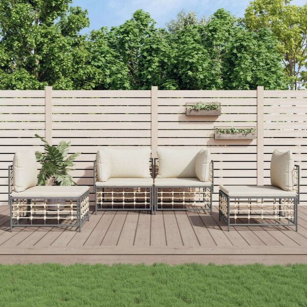 VidaXL 4-részes antracitszürke polyrattan kerti ülőgarnitúra párnákkal