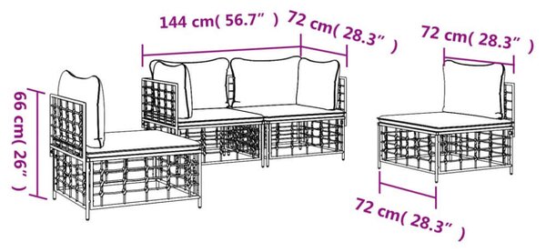 VidaXL 4-részes antracitszürke polyrattan kerti ülőgarnitúra párnákkal