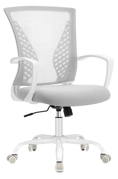 Songmics ergonomikus irodai szék görgőkkel, tanuláshoz/otthoni irodához/irodába, hálós textil kárpitozás, H96-104 cm, hintamechanizmus, állítható magasság, stabil alap nylon görgőkkel, derékt