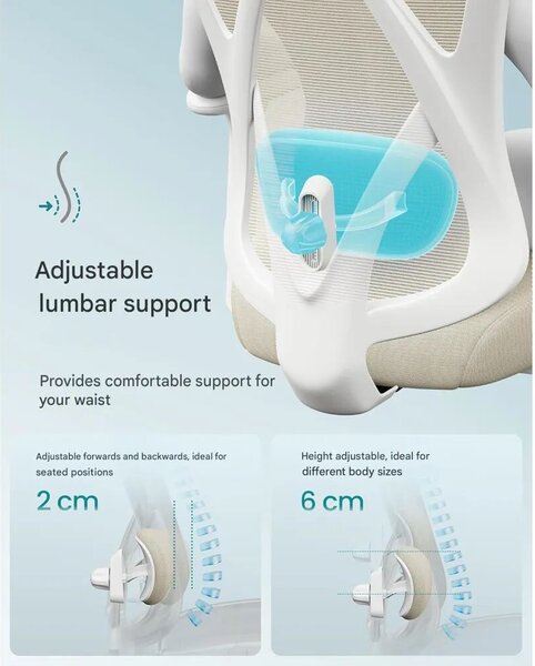 Songmics ergonomikus irodai szék, hálós szövet anyag, H114-124 cm, ideális irodába/otthoni irodába/tanulószobába, állítható fejtámla a fej/nyak megtámasztására, deréktámasz, légáteresztő háló