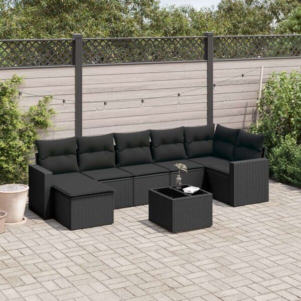 VidaXL Polyrattan Kerti Ülőgarnitúra - 8 részes - Fekete