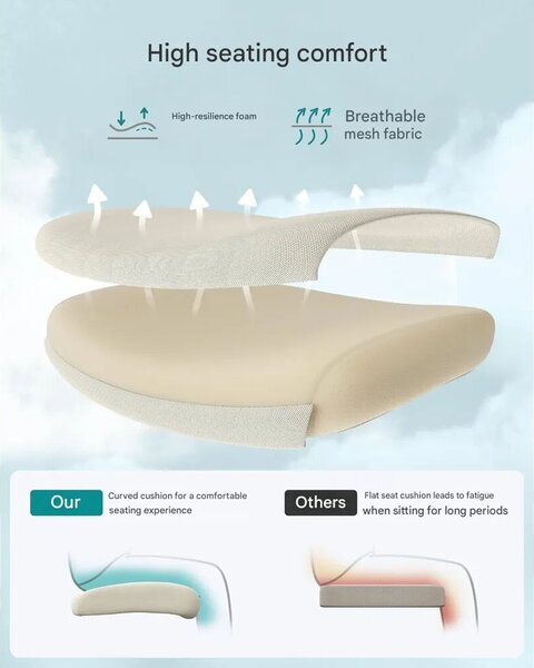 Songmics ergonomikus irodai szék, hálós szövet anyag, H114-124 cm, ideális irodába/otthoni irodába/tanulószobába, állítható fejtámla a fej/nyak megtámasztására, deréktámasz, légáteresztő háló