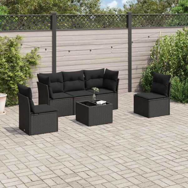VidaXL Polyrattan Kerti Ülőgarnitúra - 6 részes - Fekete