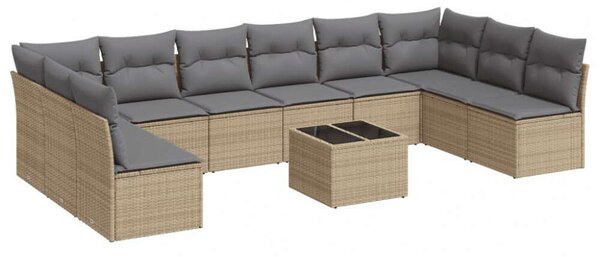 VidaXL Polyrattan Kerti Ülőgarnitúra - 11 részes - Bézs