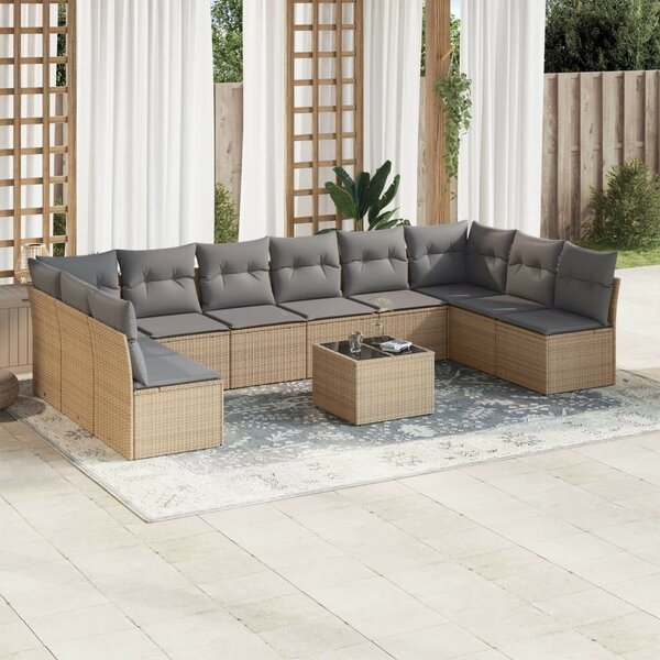 VidaXL Polyrattan Kerti Ülőgarnitúra - 11 részes - Bézs