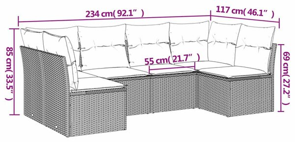 VidaXL Polyrattan Kerti Ülőgarnitúra - 6 Fő