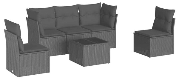 VidaXL Polyrattan Kerti Ülőgarnitúra - 6 részes - Fekete
