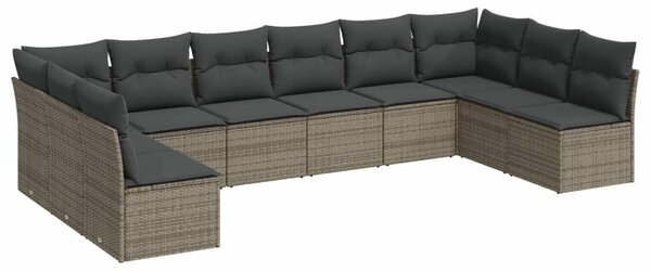 VidaXL Polyrattan Kerti Ülőgarnitúra - 10 részes - Szürke
