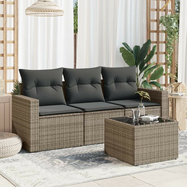 VidaXL Polyrattan Kerti Ülőgarnitúra - 4 részes - Szürke