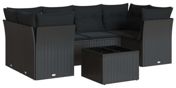 VidaXL Polyrattan Kerti Ülőgarnitúra - 7 részes - Fekete