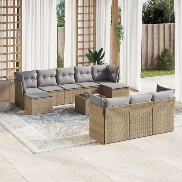 VidaXL Polyrattan Kerti Ülőgarnitúra - 10 részes - Bézs