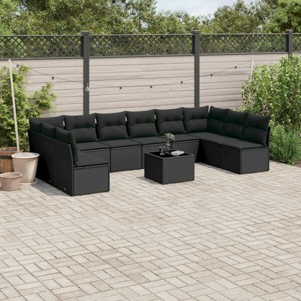VidaXL Polyrattan Kerti Ülőgarnitúra - 11 részes - Fekete