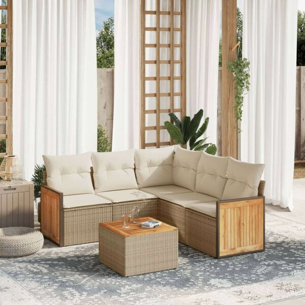 VidaXL Polyrattan Kerti Ülőgarnitúra - 6 részes - Bézs