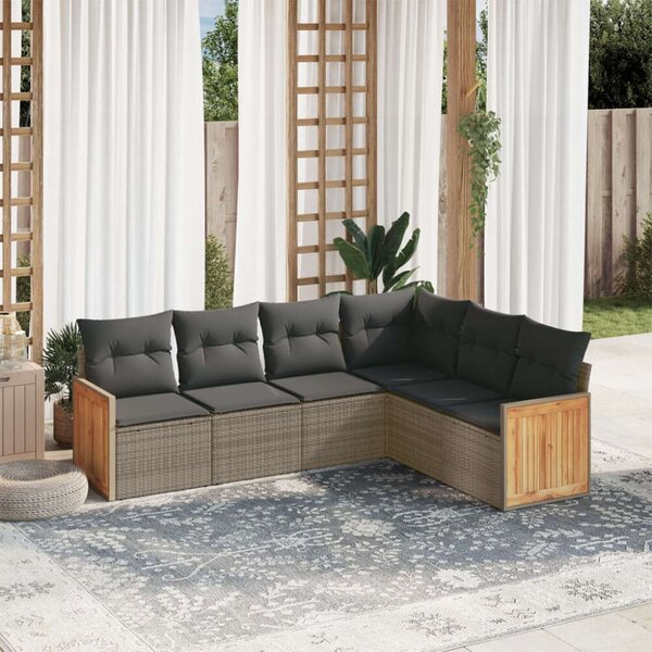 VidaXL Polyrattan Kerti Ülőgarnitúra - 6 részes - Szürke