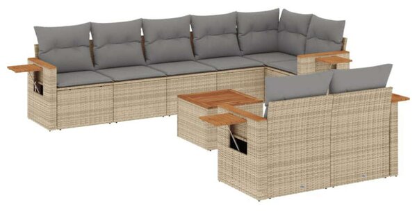 VidaXL Polyrattan Kerti Ülőgarnitúra - 9 részes - Bézs