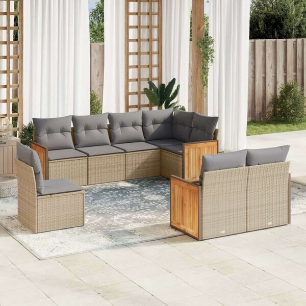 VidaXL Polyrattan Kerti Ülőgarnitúra - 8 részes - Bézs
