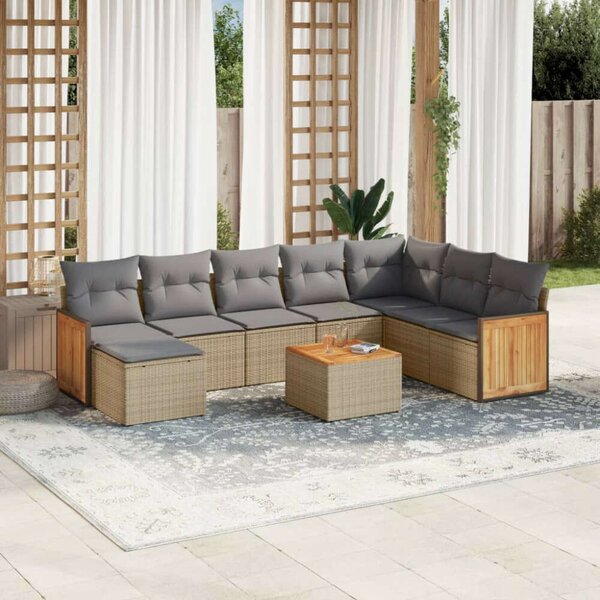 VidaXL Polyrattan Kerti Ülőgarnitúra - 9 részes - Bézs