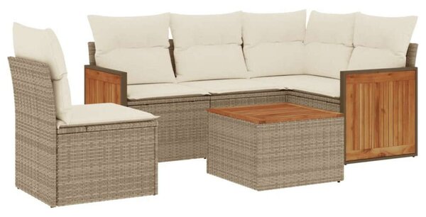 VidaXL Polyrattan Kerti Ülőgarnitúra - 6 részes - Bézs