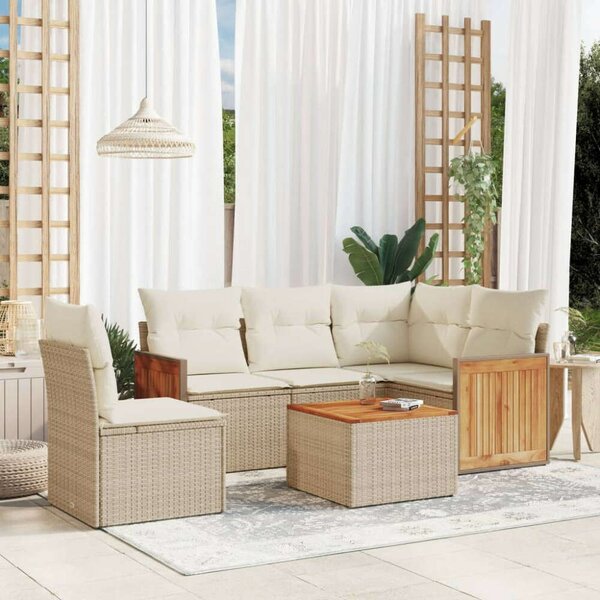 VidaXL Polyrattan Kerti Ülőgarnitúra - 6 részes - Bézs