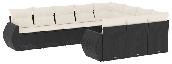 VidaXL Polyrattan Kerti Ülőgarnitúra - Fekete - 10 részes