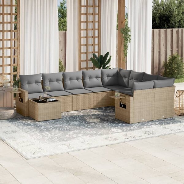 VidaXL Polyrattan Kerti Ülőgarnitúra - 10 részes - Bézs