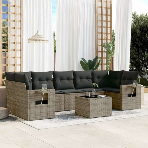VidaXL Polyrattan Kerti Ülőgarnitúra - 8 részes - Szürke