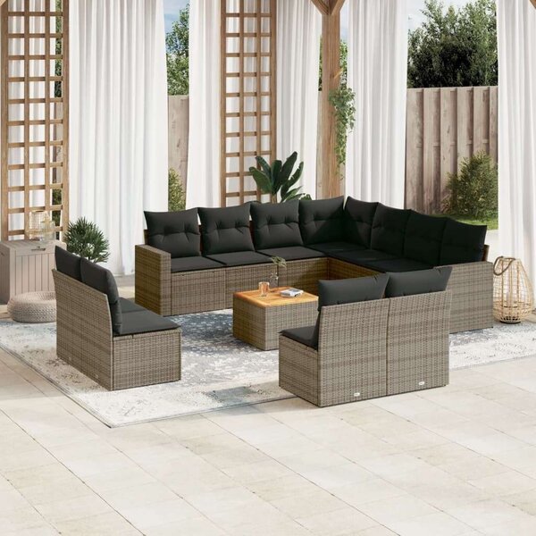 VidaXL Polyrattan Kerti Ülőgarnitúra - 12 részes - Szürke
